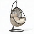 Poltrona sospesa 100 x 100 x 195 cm in rattan sintetico beige e nero da esterno con supporto