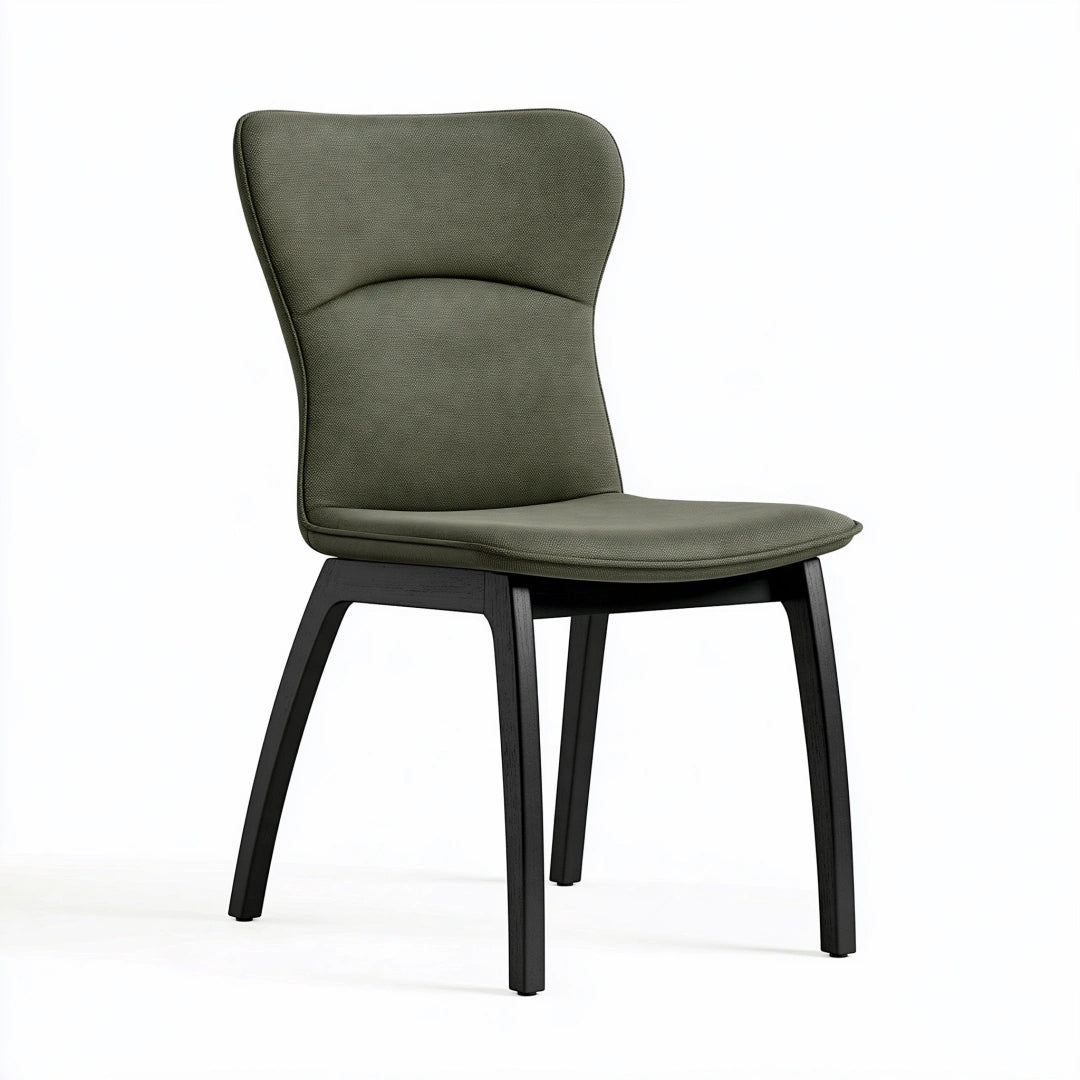 Sedia da pranzo 50 x 60 x 86 cm in tessuto verde con gambe in legno nero - imbottita moderna