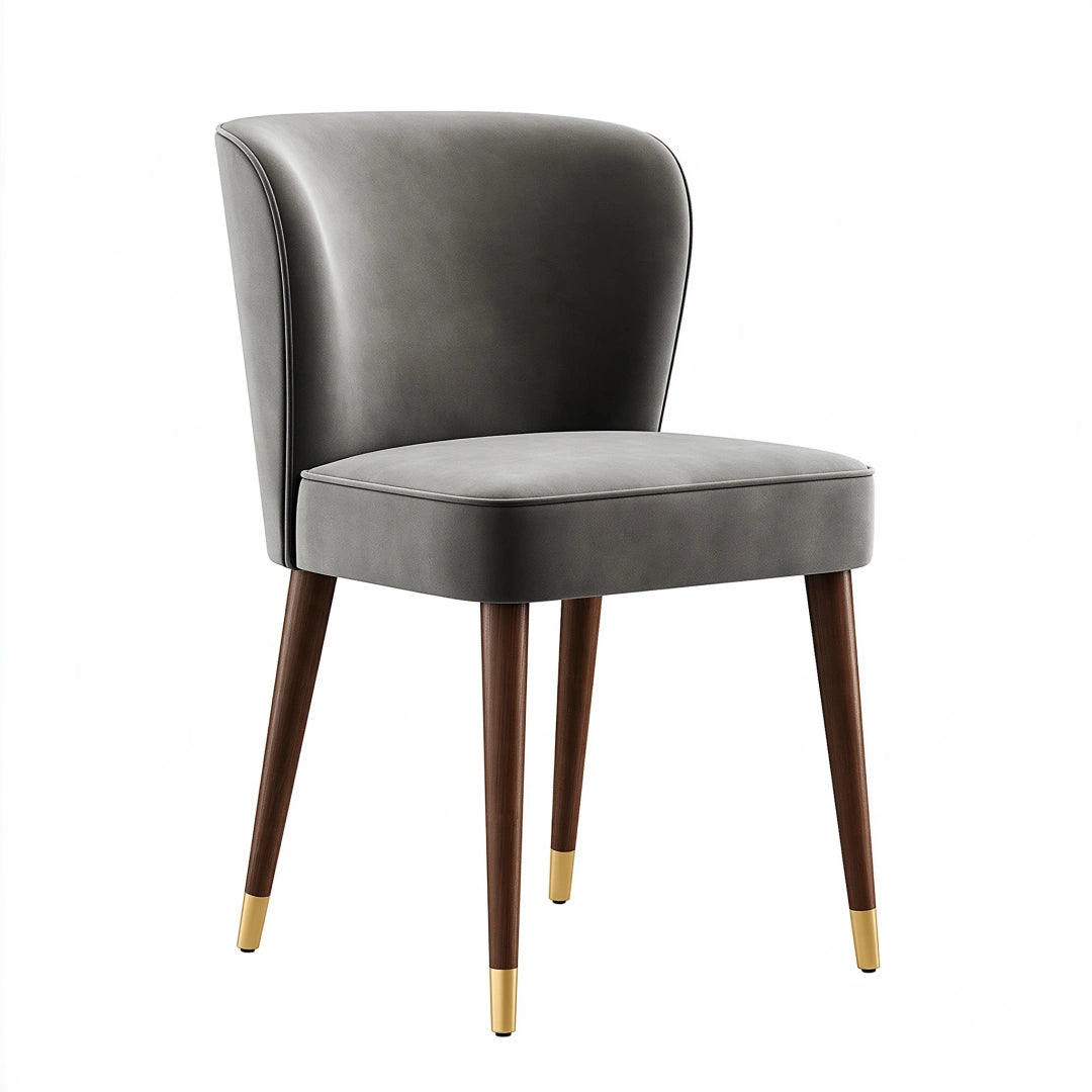 Sedia imbottita 50 x 58 x 85 cm grigio effetto pelle con gambe in legno stile moderno