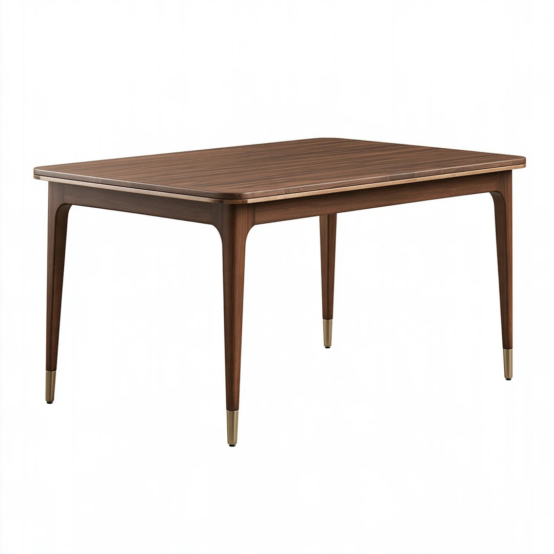 Tavolo da pranzo 160 x 90 x 75 cm in legno marrone con dettagli ottone stile moderno