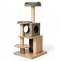 Albero tiragraffi per gatti 60 x 50 x 150 cm in legno sisal e tessuto verde con cuccia e piattaforme