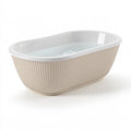 Vasca da bagno autoportante 170 x 75 x 58 cm in acrilico bianco crema - ovale con esterno scanalato