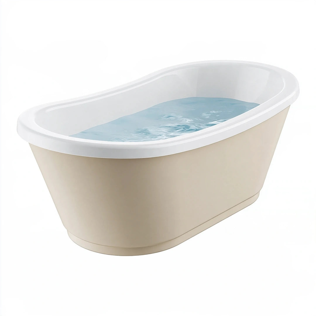 Vasca da bagno freestanding 150 x 75 x 60 cm in acrilico bianco crema - design ovale